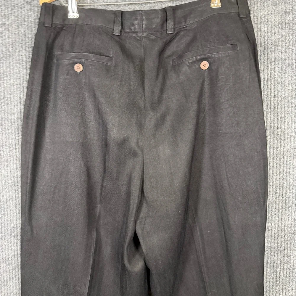 Tommy Bahama Relax Pleated Pants Mens 34 Black Silk Herringbone Quiet Luxury